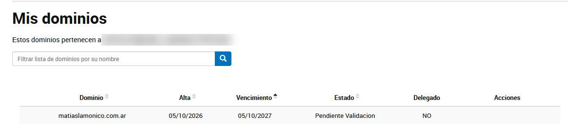 Estado Pendiente Validación