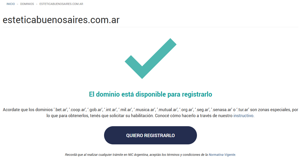 Dominio disponible en nic.ar